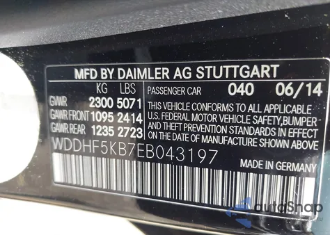 2014 Mercedes-Benz E 350 from USA, damaged, VIN WDDHF5KB7EB043197